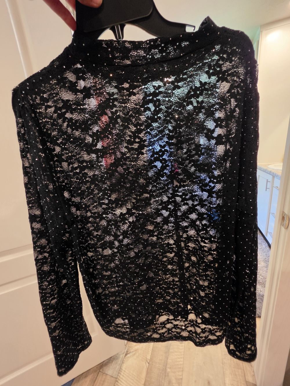 white birch Black Sheer Lace Long-Sleeve Top (Fits Like L or XL)